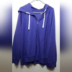 New Athleta 2X Sundown Hoodie Sweatshirt Merlin Blue Pockets